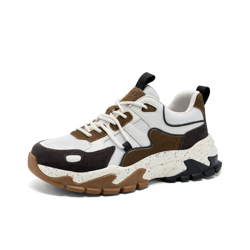 JEEP SPIRIT Cushioning Anti Slip Wear Resistant Breathability Low Top Chunky Sneakers Men's Brown-2
