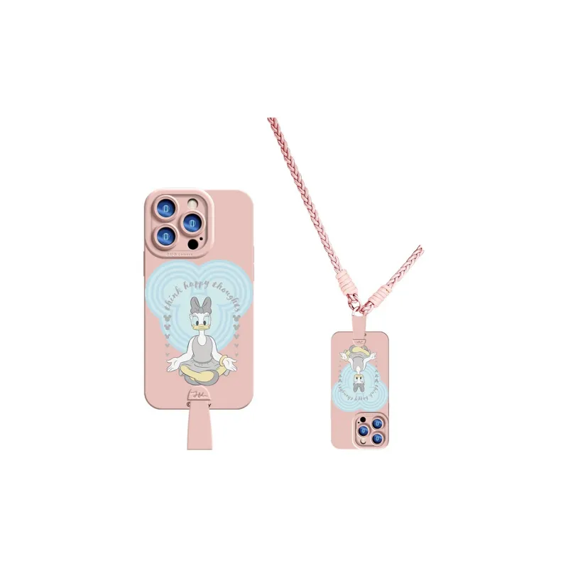 Disney Silicone Material Cute With Lanyard Phone Cases Compatible With Apple 16 Pro Max/15 Pro/15 Plus/14 Pro/13/12/11-14