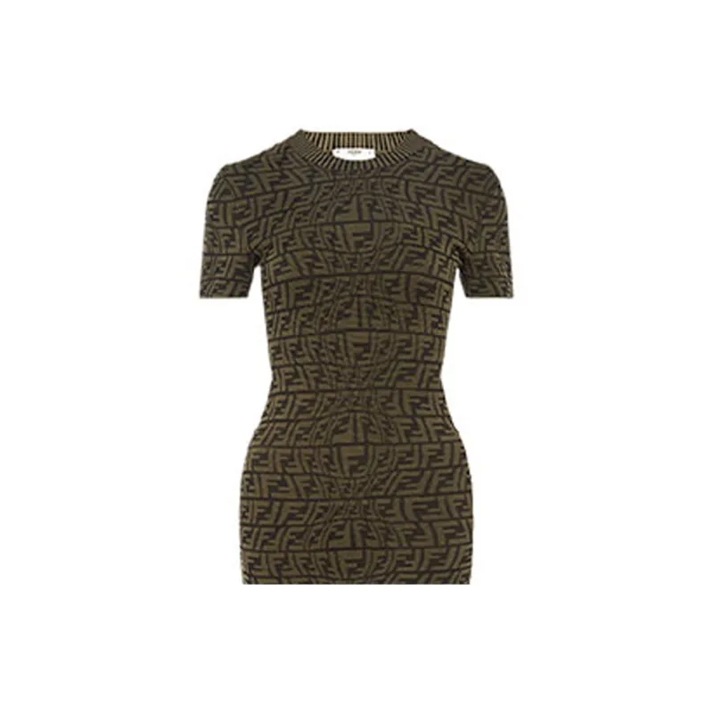 FENDI Short-Sleeved Dresses Women's Green-4