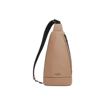 COACH Dominic Leather Sling Bag Small Size Unisex Khaki