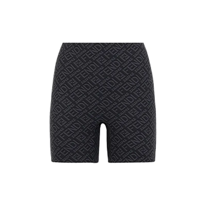 FENDI X Skims Sleeveless Mid Thigh Bodysuit Black-4