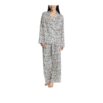 Victoria's Secret Pajama Set Women's Black Pink Leopard Print