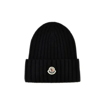 Moncler Logo Patch Ribbed Beanie