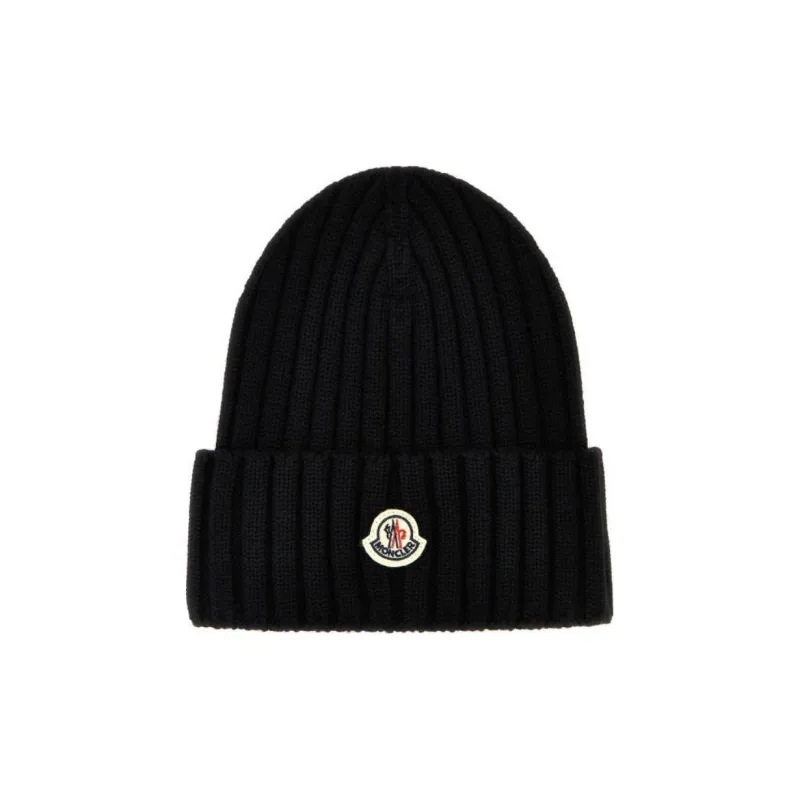 Moncler Logo Patch Ribbed Beanie-0