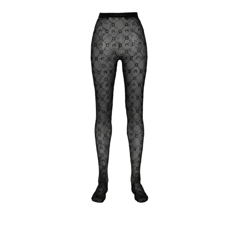 Marine Serre Moonogram Print Tights Black-0