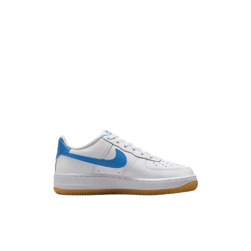 Nike Air Force 1 Non slip Support Low Top Kids Lifestyle Shoes White/Dark Light Brown/Blue Kids'-1