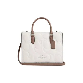 COACH Smooth Leather Tote Bag, Shopping Bag, Handbag Trumpets Women's Chalk