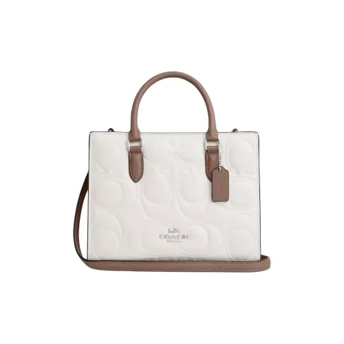 COACH Smooth Leather Tote Bag, Shopping Bag, Handbag Trumpets Women's Chalk