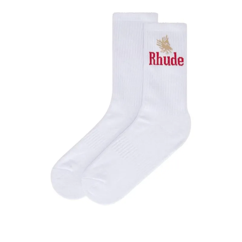RHUDE SSS24 Mid-Calf Socks Men's 1 Pack White-0