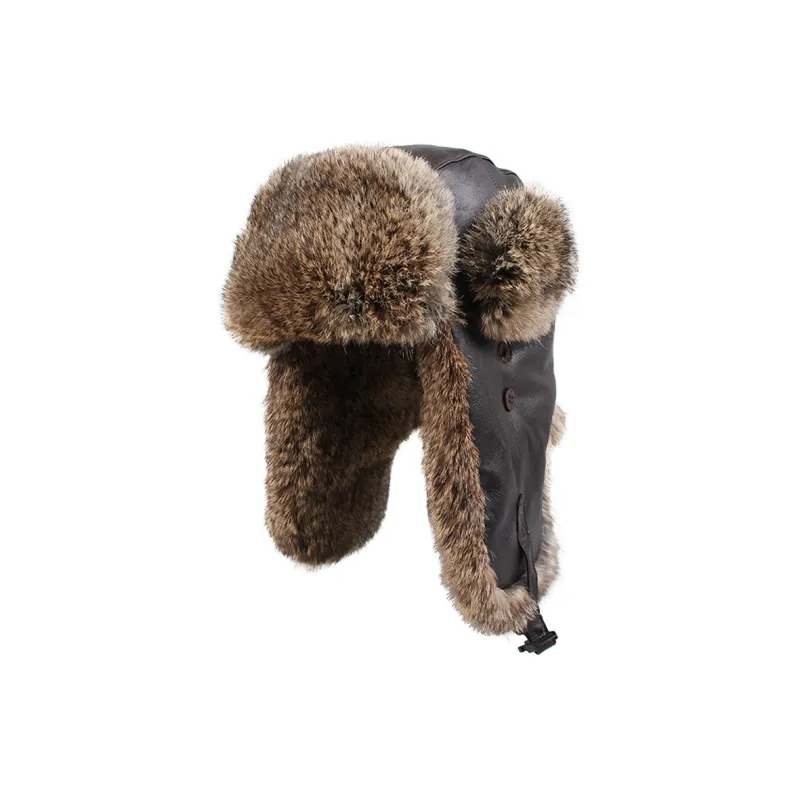 KENMONT Goat Leather Trapper Hats Men's-4