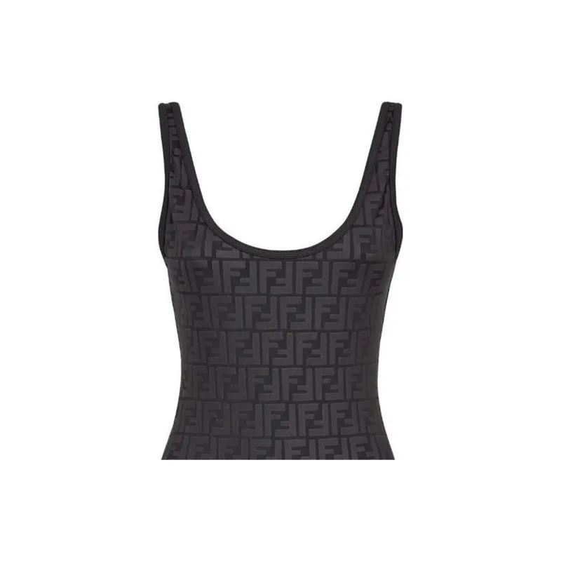 FENDI Ff Embossed One Piece Swimsuit 'Black'-2