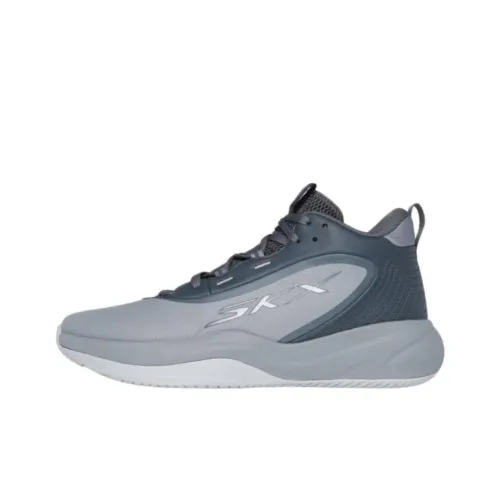 Skechers SKX Anti-Slip Wear-Resistant High-Top Basketball Shoes Unisex Gray