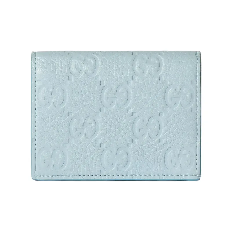 GUCCI Leather Wallet Mini Women's Light Blue-2