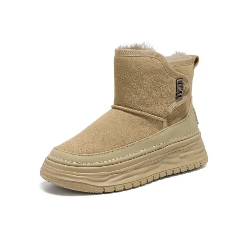 La Chapelle Platform Cotton Boots Thermal Abrasion Resistant Short Snow Boots Women's Khaki