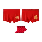 Double Dragon Blessing+Dragon Arrives with Fortune+2 Pack Prosperity Socks