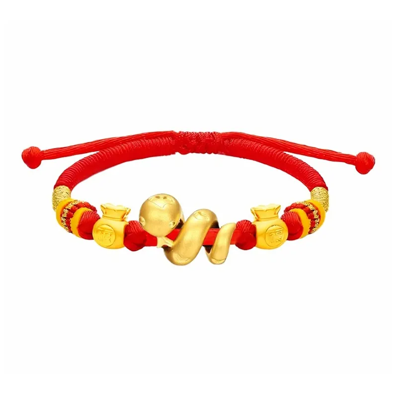 ZHIAIYONGHENG Everyday Commute Versatile Cute Cute Zodiac Snake Roll Solid Gold Fixed Price Gold Bracelet Unisex-3