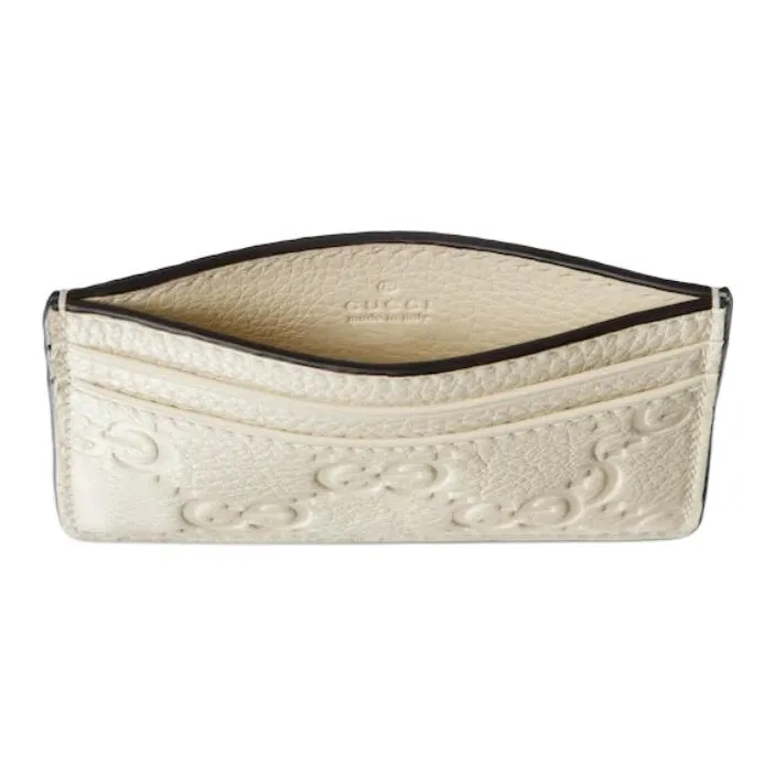GUCCI Leather Card Holder Unisex Ivory-3