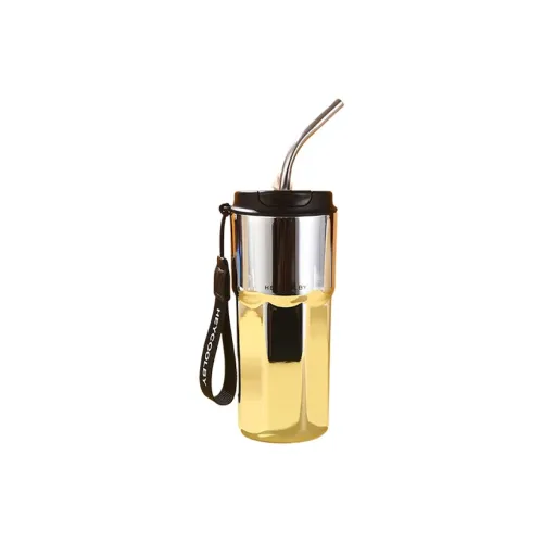 Yalu High-Value Fashion Minimalist Large Capacity 316 Stainless Steel Straw Cup Eyedropper Cup Silver 500ml