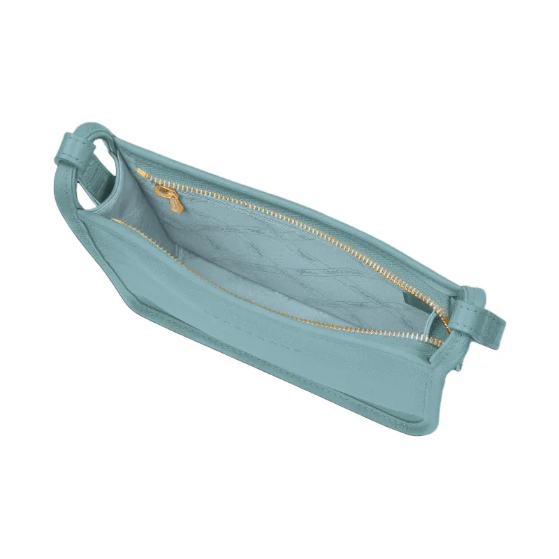 LONGCHAMP Le Foulonné Cow Leather Shoulder Bag, Crossbody Bag Trumpets Women's Blue Green-3