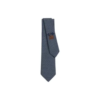 HERMES Silk Ties Men's Ocean/Sky/White