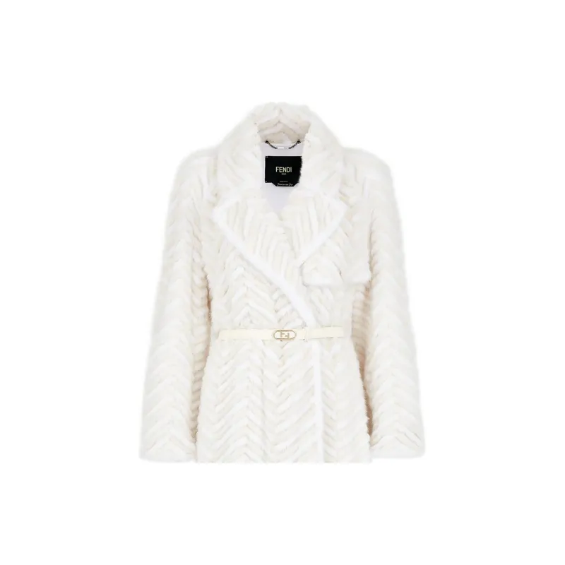 FENDI FW22 Leather Jacket Women's White-2
