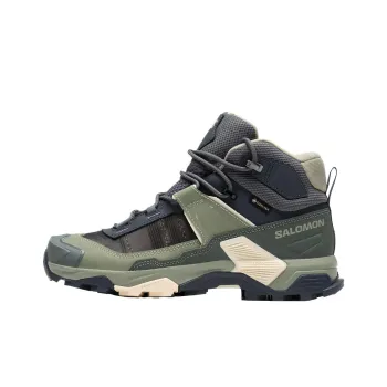 SALOMON Cushioning Waterproof And Breathable Support Mid Top Trekking Shoes Unisex Gray Green