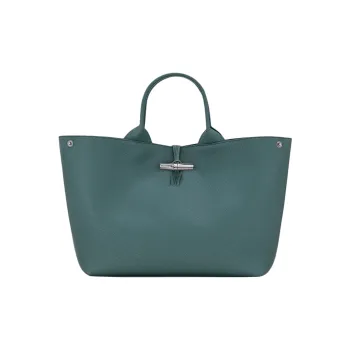 LONGCHAMP Le Roseau Cow Leather Tote Bag Shopping Bag Handbag Large Size Women's Cedar Green