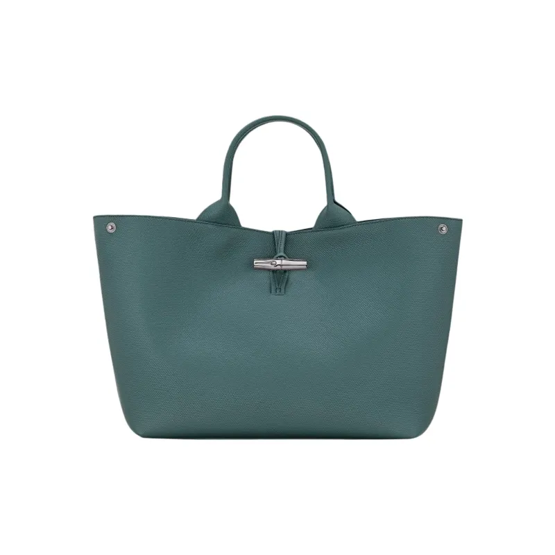 LONGCHAMP Le Roseau Cow Leather Tote Bag Shopping Bag Handbag Large Size Women's Cedar Green-0