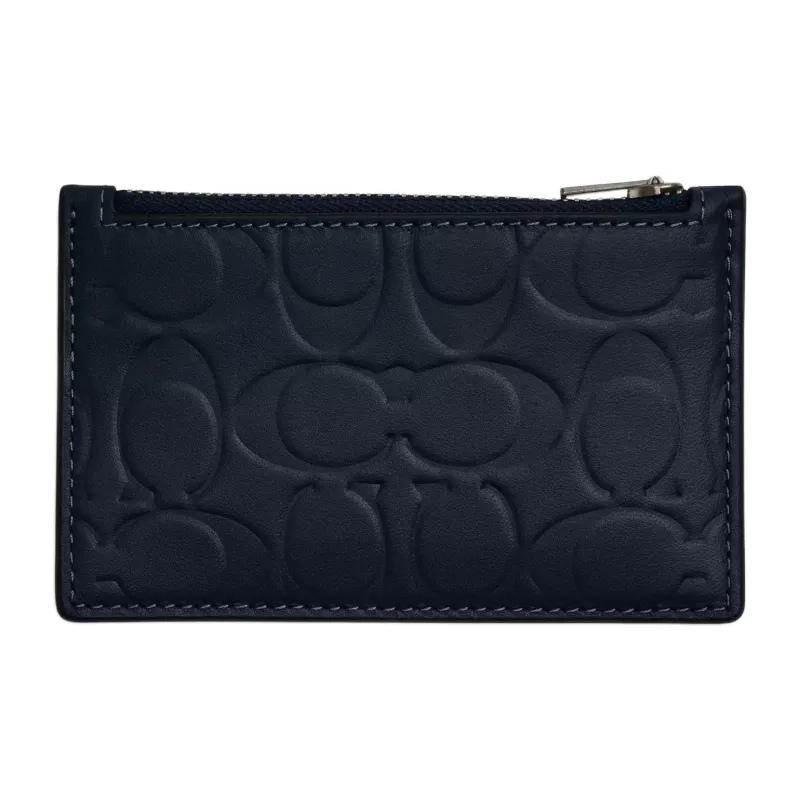 COACH Calfskin Card Holder Mini Unisex Midnight Navy-0