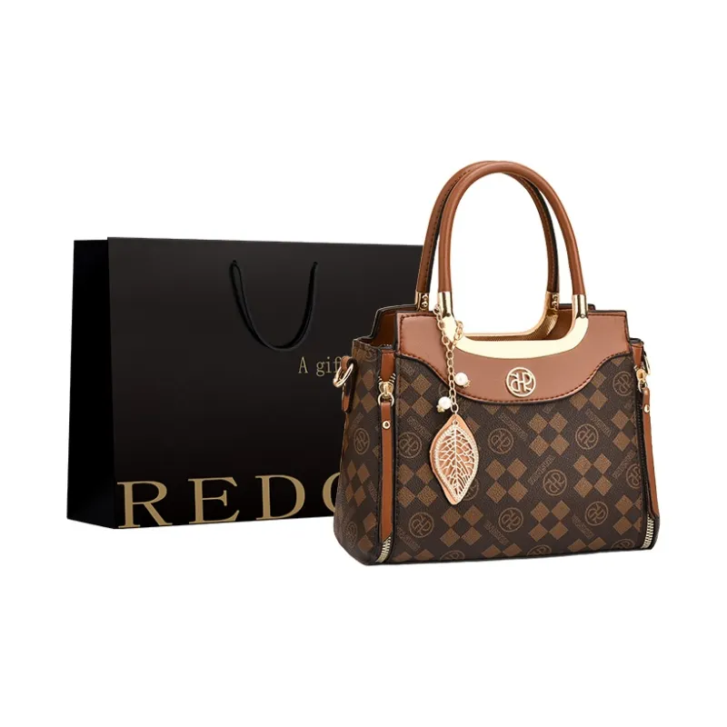 REDOO PU Crossbody Bags Shoulder Bags Regular Women's Square Fabric Brown/Square Fabric Coffee/Square Fabric Ecru-2