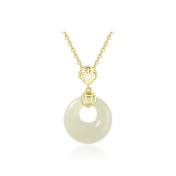 ZENGCAI Hetian Jade Necklaces Pale Greenish White Jade Women's