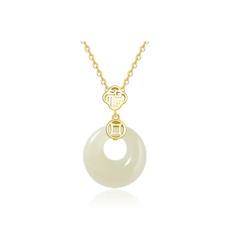 ZENGCAI Hetian Jade Necklaces Pale Greenish White Jade Women's-0