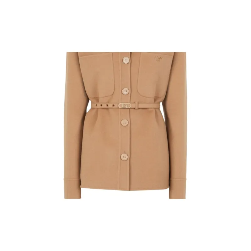 FENDI FW22 Velvet feel Coat Women's Khaki-5