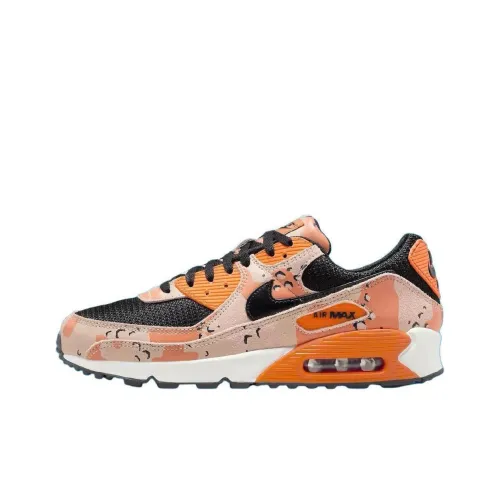 Nike Air Max 90 Anti Slip Wear Resistant Low Top Casual Running Shoes Unisex Pink Black Orange