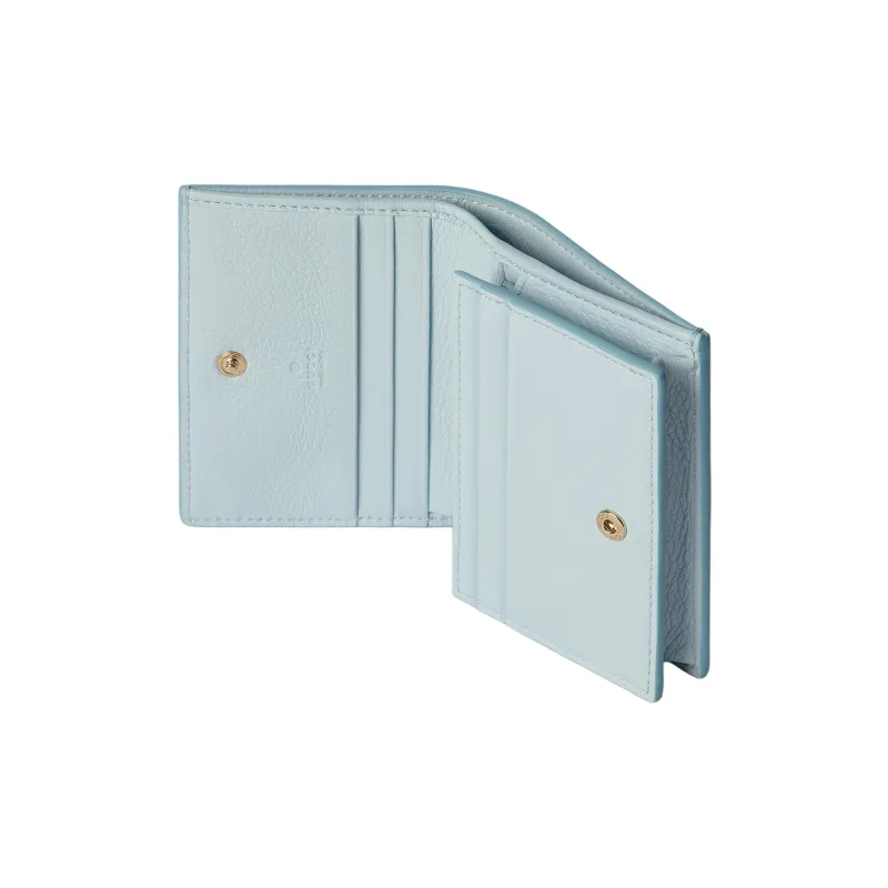 GUCCI Leather Wallet Mini Women's Light Blue-5
