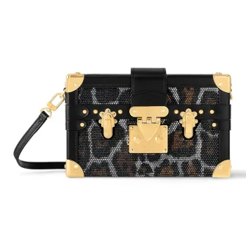 LOUIS VUITTON PETITE MALLE Cow Leather Shoulder Bag, Crossbody Bag Women's Black