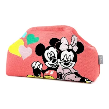 MESUCA Disney Collaboration Polyester Makeup Bag Medium Size Unisex Red/Blue/Yellow/Green/Purple