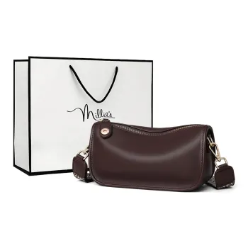 MILLIE'S Cow Leather Shoulder Bag, Crossbody Bag, Pillow Bag Regular Women's Coffee