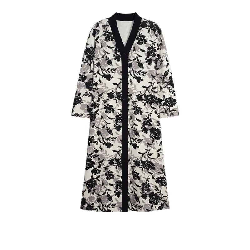 MIIOW Trend Party Series Nightgown Women's Black White Ink-0
