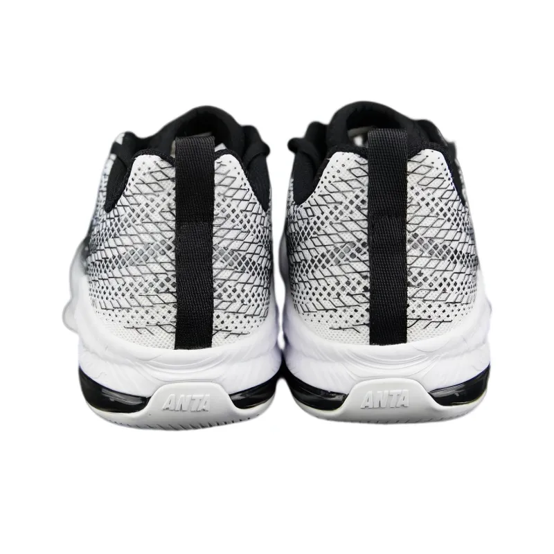 Anta Anti Slip Wear Resistant Breathable Rebound Low Top Basketball Shoes Men's White Black-2