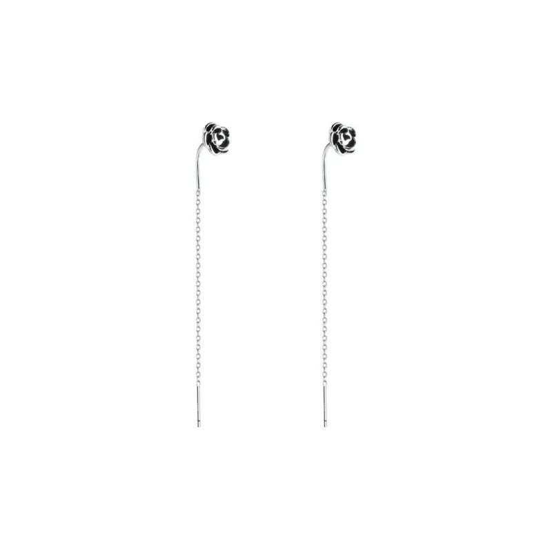 KOOGIS 999 Fine Silver Drop Earrings Women's Black-0