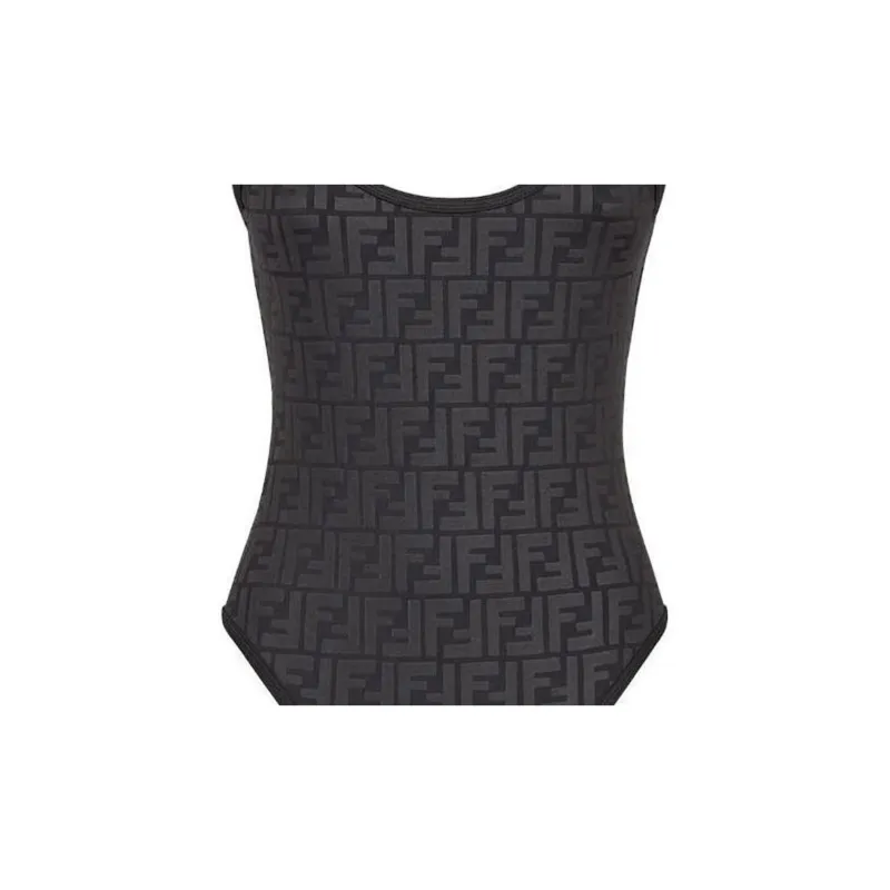 FENDI Ff Embossed One Piece Swimsuit 'Black'-4