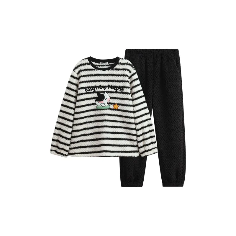 FENTENG x LINE FRIENDS Brown Bear Pajama Set Men's Black White-0