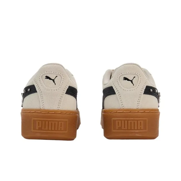 PUMA Suede Platform Abrasion Resistant Low Top Skateboard Shoes Women's Almond Candy-3
