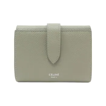 CELINE Leather Wallet Women's Green Clay