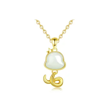 Lao Feng Xiang Necklaces White Jade/Pale Greenish White Jade Unisex