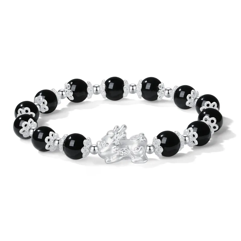 PUTUOSHANWENCHUANG Obsidian Bracelets Unisex-1