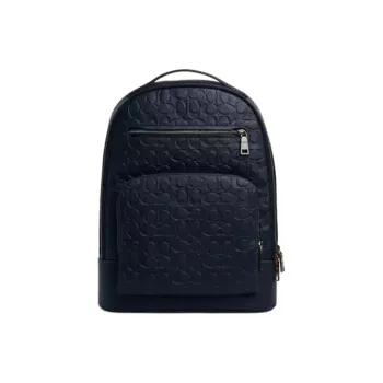 COACH Smooth Calf Leather Backpack Tubas Men's Midnight Marine Blue
