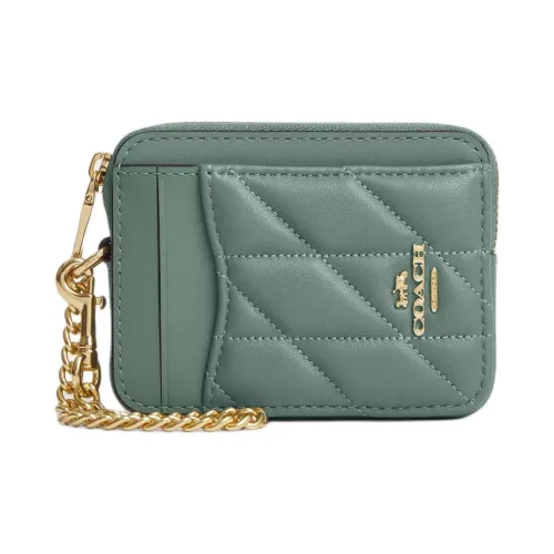 COACH Nappa Leather Card Holder Mini Women's Green