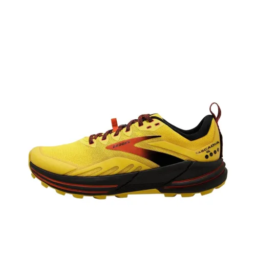 Brooks Cascadia 16 Anti Slip Wear Resistant Low Top Running Shoes Men's Yellow Black